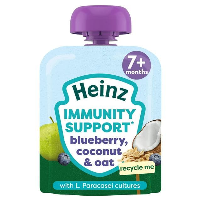 Heinz Baby Food Blueberry, Coconut & Oat Immunity Support Fruit Pouch 7+ Months 85g - gallery image 1