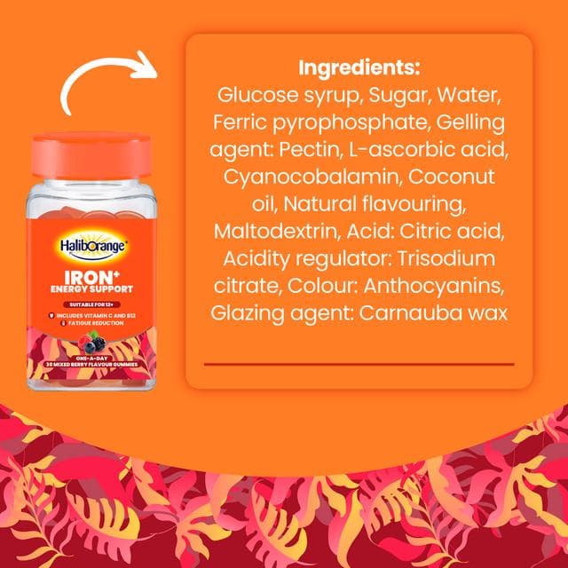 Haliborange Iron+ Energy Support One a Day Mixed Berry Flavour Gummies x30 - gallery image 4