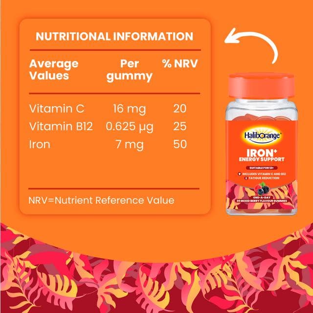Haliborange Iron+ Energy Support One a Day Mixed Berry Flavour Gummies x30 - gallery image 5