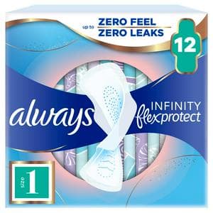 Always Infinity Flex Protect Normal Sanitary Towels Winged Pads Size 1, x12