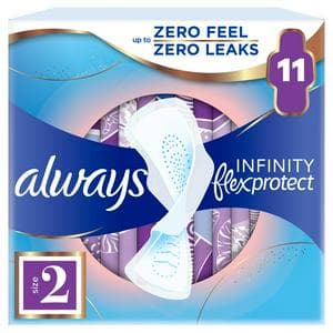 Always Infinity Flex Protect Long Sanitary Towels Winged Pads Size 2, x11