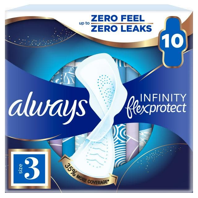 Always Infinity Flex Protect Night Sanitary Towels Winged Pads Size 3, x10 - gallery image 1