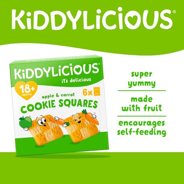 Kiddylicious Apple & Carrot Cookie Squares Baby Snacks 6x24g - gallery image 2