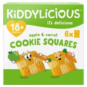 Kiddylicious Apple & Carrot Cookie Squares Baby Snacks 6x24g