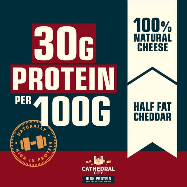 Cathedral City High Protein Half Fat Mature Cheddar Cheese Mini Blocks 6x20g - gallery image 2