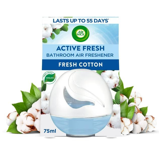 Air Wick Fresh Cotton Active Fresh Bathroom Gel Air Freshener 75ml - gallery image 1