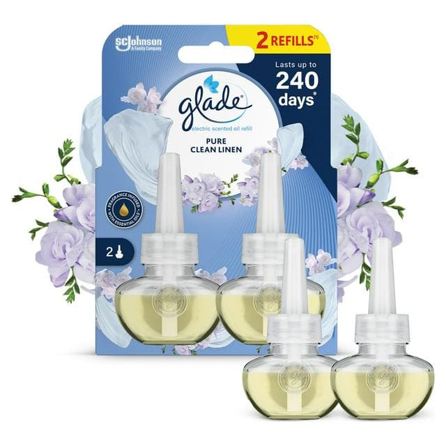 Glade Electric Scented Oil Plug In Twin Refills Clean Linen 2x20ml - gallery image 1