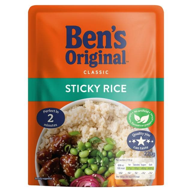 Bens Original Sticky Rice Microwave Rice 220g - gallery image 1