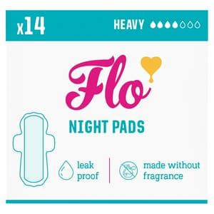 Flo Bamboo Super Absorbent Soft Thin Night Period Pads with Wings x14