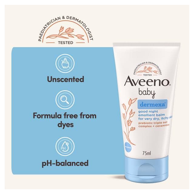 Aveeno Baby Dermexa Good Night Emollient Balm 75ml - gallery image 2