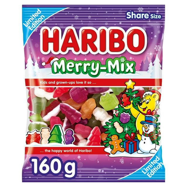 Haribo Merry Mix 160g Fruit Candyfloss & Marshmallow Flavour Jelly & Foam Sweets Sharing Bag - gallery image 1