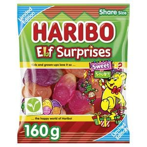 Haribo Elf Surprises 160g Sweet & Sour Fruit Flavour Chewy Sweets Sharing Bag
