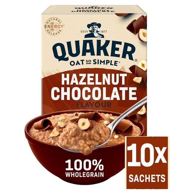 Quaker Oats So Simple Hazelnut Chocolate Porridge Sachets 10x36g - gallery image 1
