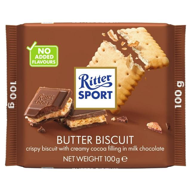 Ritter Sport 100g Butter Biscuit Milk Chocolate Bar - gallery image 1