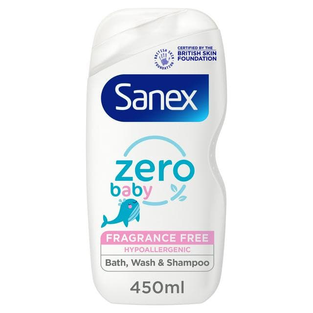 Sanex Zero% Hypoallergenic Baby Bath Foam & Shampoo 450ml - gallery image 1