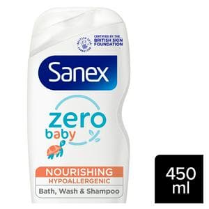 Sanex Zero% Hypoallergenic Nourishing Baby Bath Foam & Shampoo 450ml