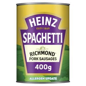 Heinz Spaghetti In a Rich Tomato Sauce with Richmond Pork Sausages 400g