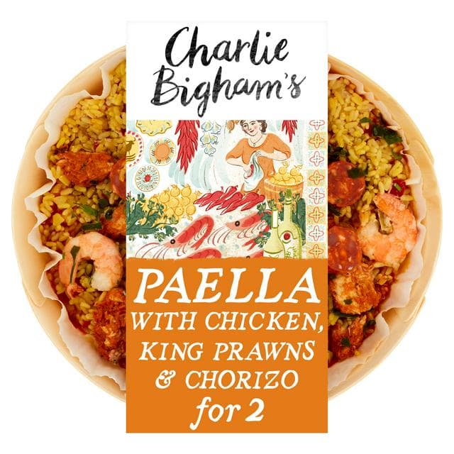 Charlie Bigham's Paella with Chicken, King Prawns & Chorizo 800g - gallery image 1