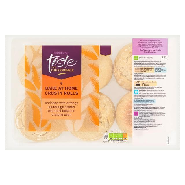 Sainsbury's Bake at Home Crusty Rolls, Taste the Difference x6 300g - gallery image 1