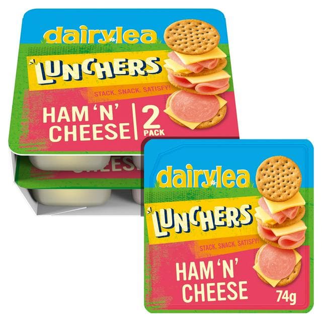 Dairylea Lunchers 2 x 65g Ham 'N' Cheese Twin Pack Snack - gallery image 1
