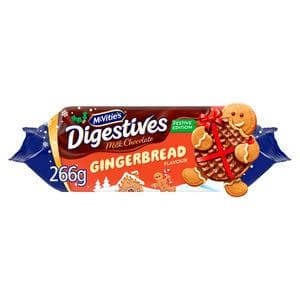 McVitie's Digestives 266g Gingerbread Chocolate Biscuit, Festive Edition