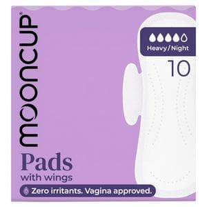 Mooncup 10 Heavy Night Wing Pads with Wings Organic Sanitary Towels