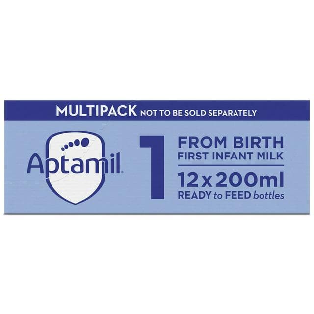 Aptamil 1 First Infant Baby Milk Formula Liquids From Birth Multipack Ready to Feed 12x200ml - gallery image 1