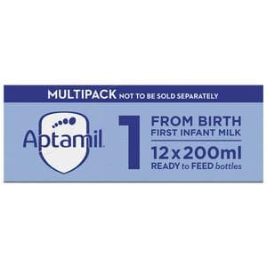 Aptamil 1 First Infant Baby Milk Formula Liquids From Birth Multipack Ready to Feed 12x200ml