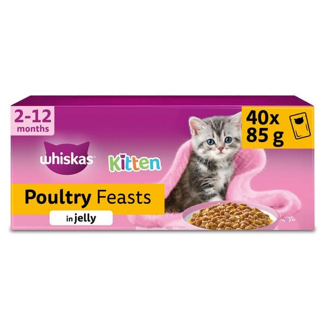 Whiskas Kitten Poultry Feasts Wet Cat Food Pouches in Jelly 40 x 85g - gallery image 1