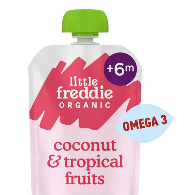 Little Freddie Organic Good for Brains Coconut & Tropical Fruits Baby Food Pouch with Omega 3 6+ Months 90g - gallery image 1