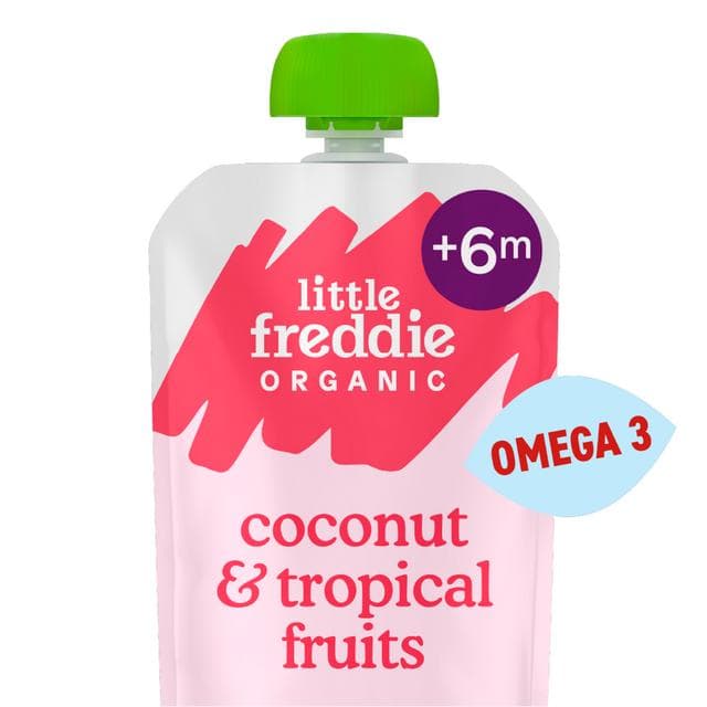 Little Freddie Organic Good for Brains Coconut & Tropical Fruits Baby Food Pouch with Omega 3 6+ Months 90g - gallery image 2
