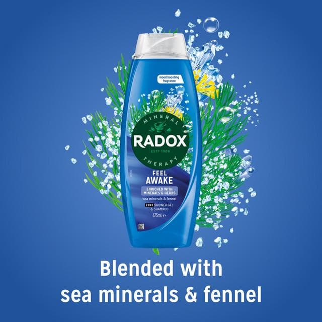 Radox Mineral Therapy 2in1 Body Wash & Shampoo Feel Awake 675ml - gallery image 2
