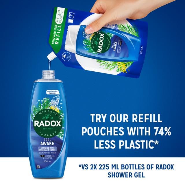Radox Mineral Therapy 2in1 Body Wash & Shampoo Feel Awake 675ml - gallery image 6