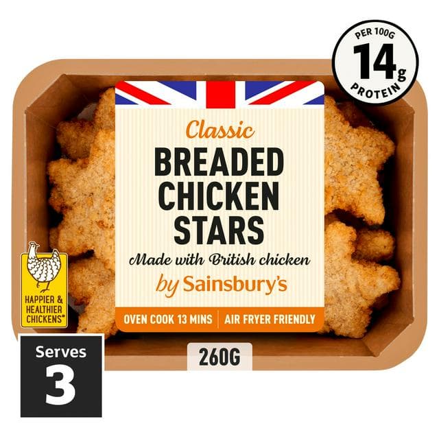 Sainsbury's Fresh British Chicken Breaded Stars 360g - gallery image 1