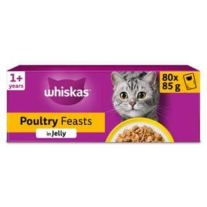 Whiskas 1+ Poultry Feast in Jelly Wet Cat Food 80 x 85g