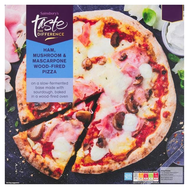 Sainsbury's Ham Mushroom & Mascarpone Wood Fired Pizza, Taste the Difference 410g - gallery image 1
