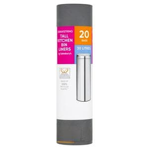 Sainsbury's Drawstring Tall Kitchen Bin Liners x20 30L