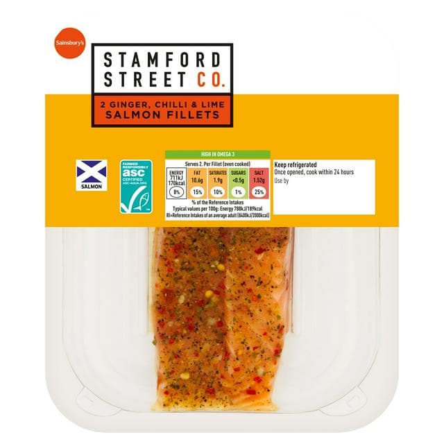 Stamford Street Co. Ready to Cook ASC Salmon Fillet Infusions Ginger, Chilli & Lime 220g - gallery image 1