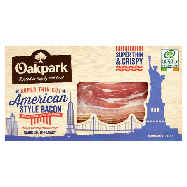 Oakpark Super Thin Cut American Style Bacon Rashers x16 170g - gallery image 1