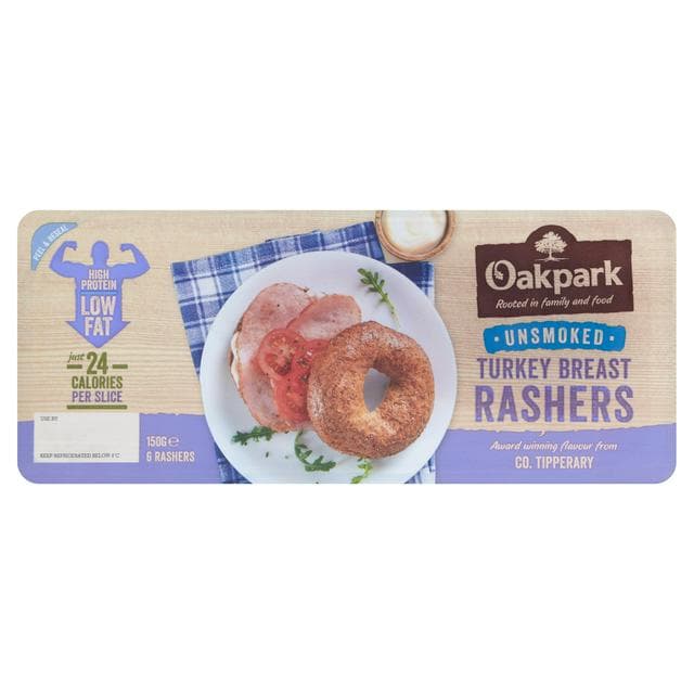 Oakpark Unsmoked Turkey Breast Rashers x6 150g - gallery image 1
