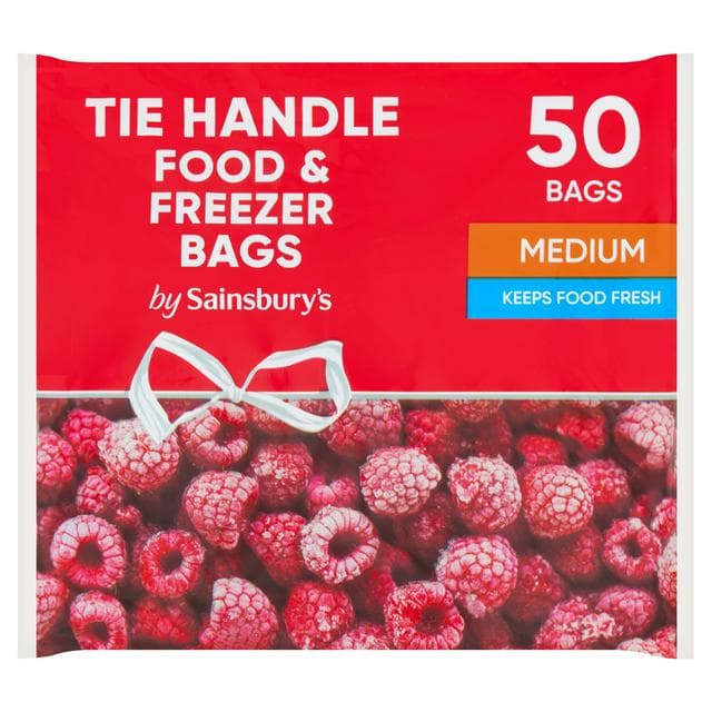 Sainsbury's Medium Tie Handle Food & Freezer Bags x50 - gallery image 1
