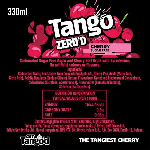 Tango Cherry Sugar Free Cans 8x330ml - gallery image 2