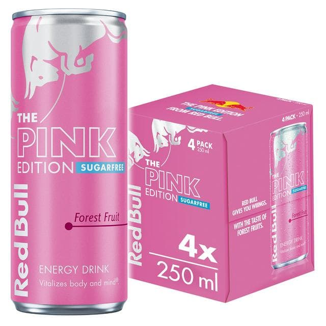 Red Bull Energy Drink Sugar Free Pink Edition Forest Fruits 4x250ml - gallery image 1