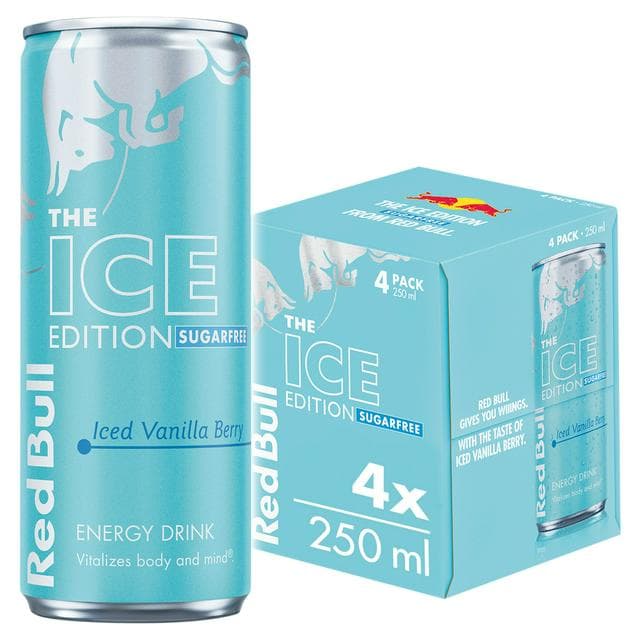 Red Bull Energy Drink Sugar Free Iced Vanilla Berry, Ice Edition 4 x 250ml - gallery image 1