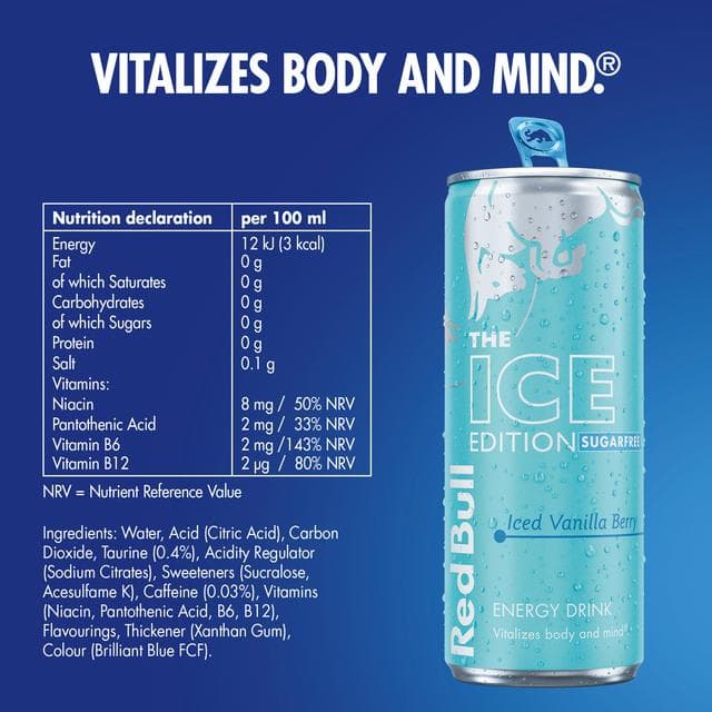 Red Bull Energy Drink Sugar Free Iced Vanilla Berry, Ice Edition 4 x 250ml - gallery image 3
