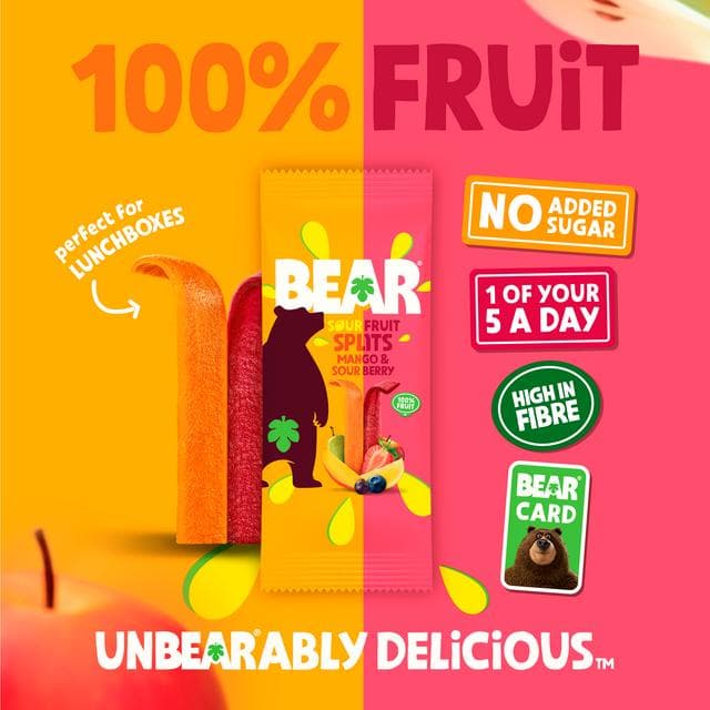 BEAR Fruit Splits Sour Berry & Mango Multipack 5x20g - gallery image 3