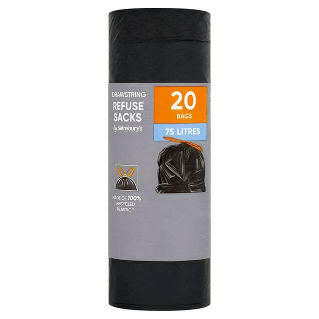 Sainsbury's Drawstring Refuse Sacks x20 75L - gallery image 1