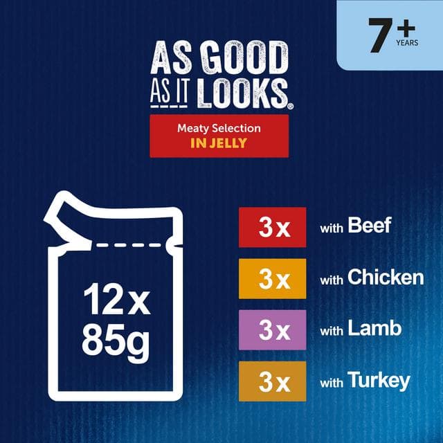 Felix As Good As it Looks Senior 7+ Meat in Jelly Wet Cat Food 12 x 85g - gallery image 2