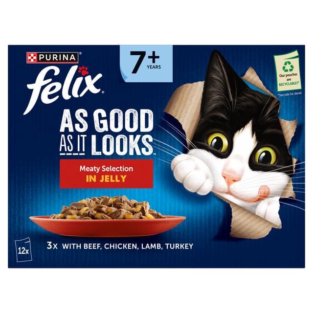 Felix As Good As it Looks Senior 7+ Meat in Jelly Wet Cat Food 12 x 85g - gallery image 6