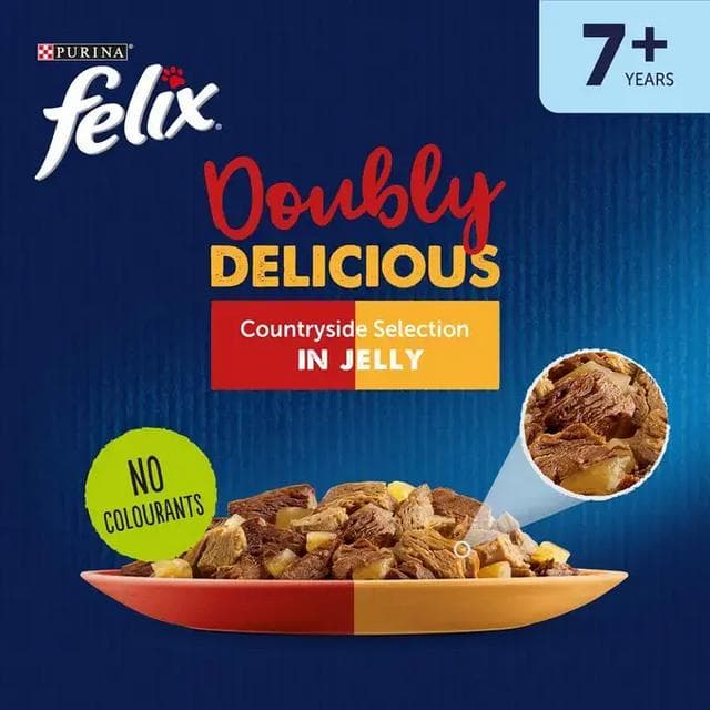 Felix Doubly Delicious Senior 7+ Countryside Selection in Jelly Wet Cat Food 12 x 85g - gallery image 2
